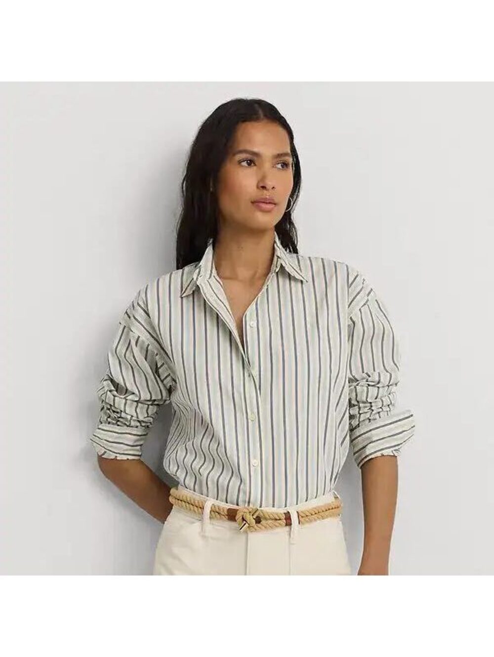 LAUREN RALPH LAUREN  Striped Cotton Broadcloth Shirt